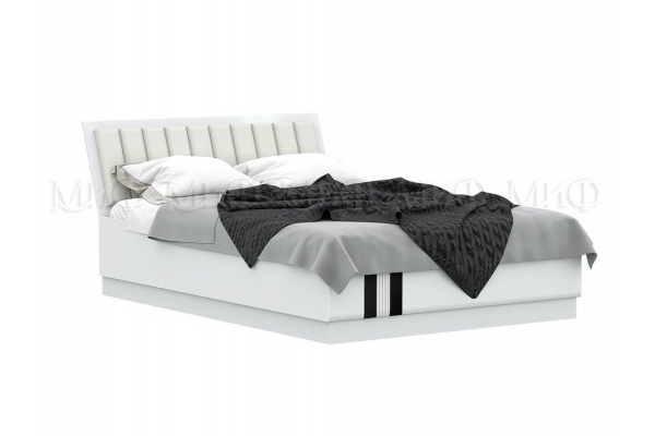 Кровать 1600 с ПМ Магнолия Белый глянец