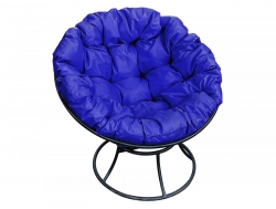 Кресло Папасан без ротанга каркас чёрный-подушка синяя