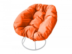 Кресло Пончик без ротанга каркас белый-подушка оранжевая
