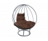 Кресло Кокон Круглый на подставке каркас серый-подушка коричневая