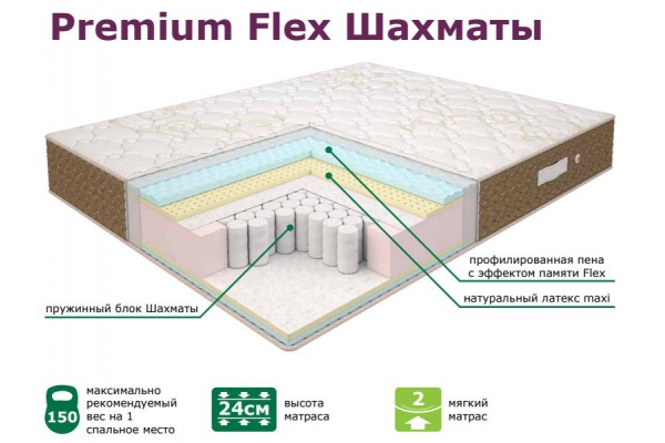 Матрас Elite Premium Neo Flex Шахматы 140*200 см